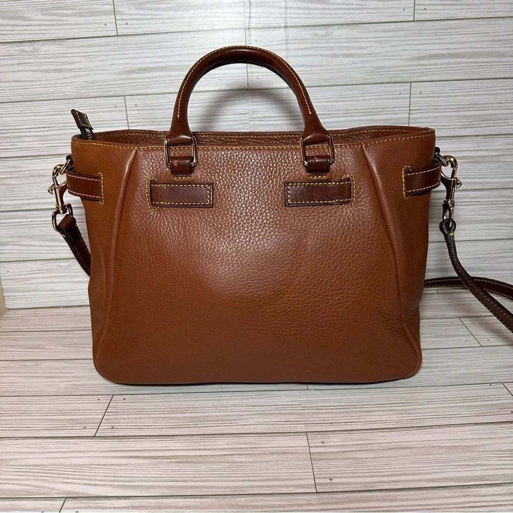 Dooney & Bourke Pebble Leather Satchel Shoulder Bag – Brown with Lock Detail - Picture 3 of 15